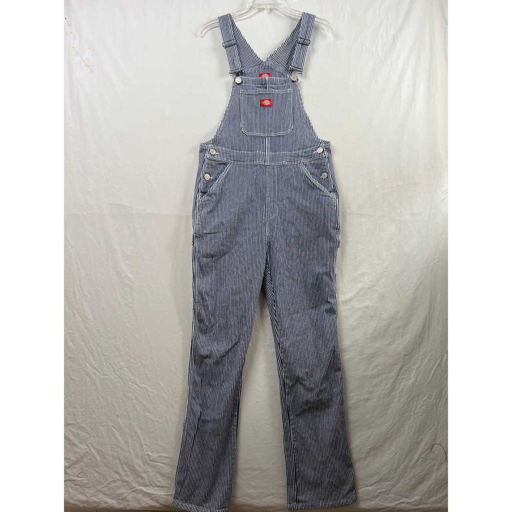 Dickies Overalls Mens Medium Blue White Hickory Stripe Railroad Bib Workwear